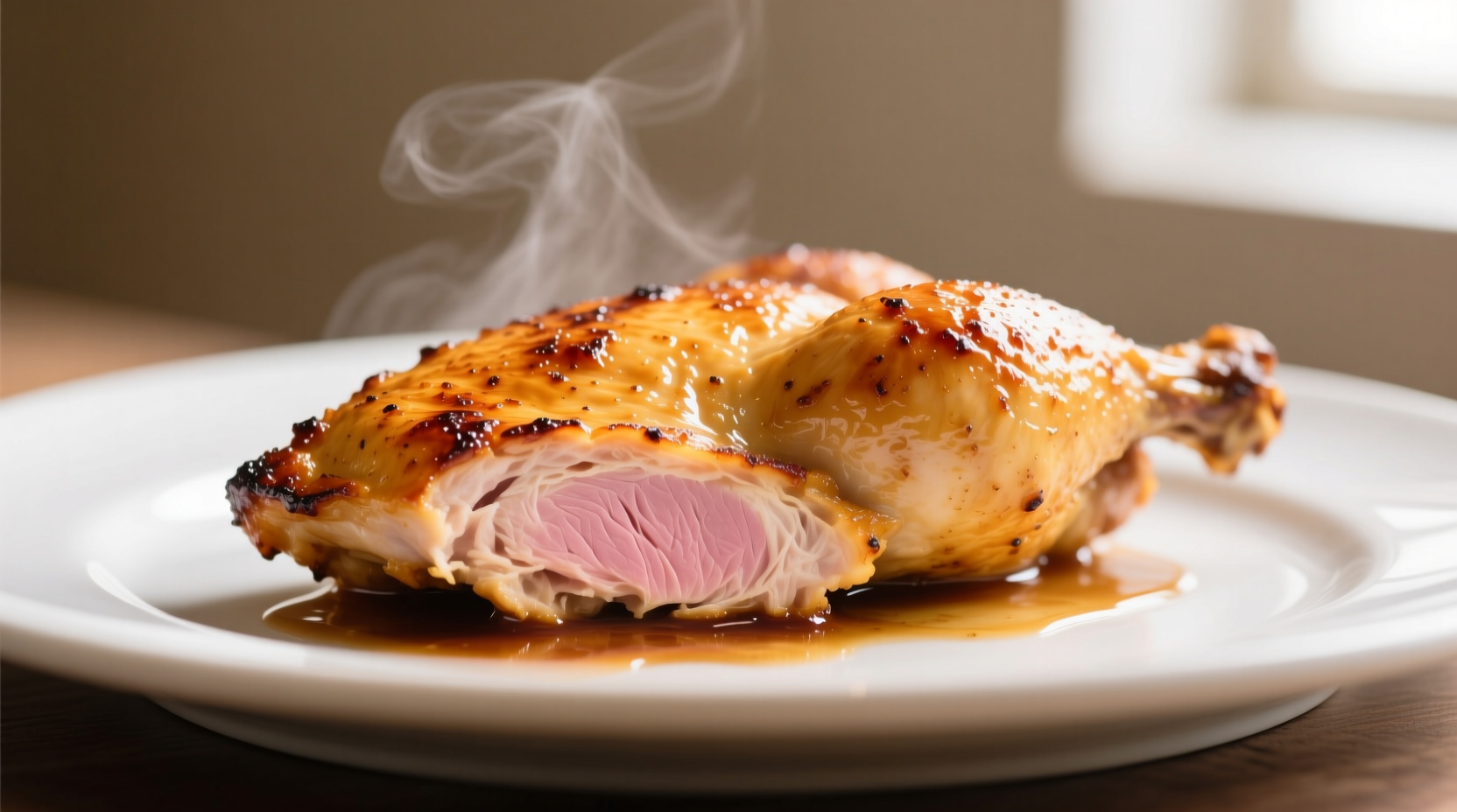 Perfectly cooked golden chicken breast with juices