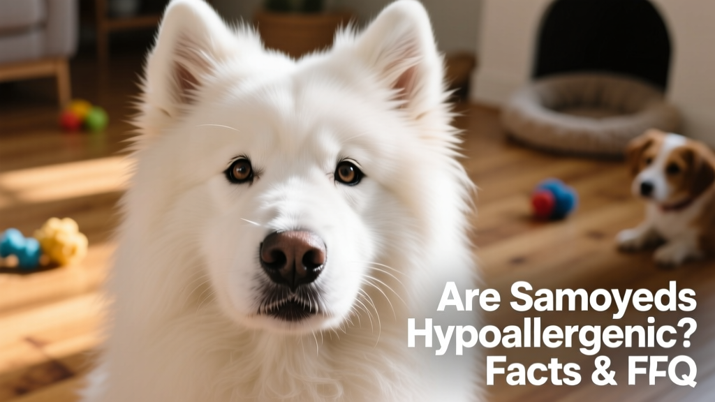 Close-up of a Samoyed’s clean, dry muzzle and expressive eyes, highlighting minimal saliva residue