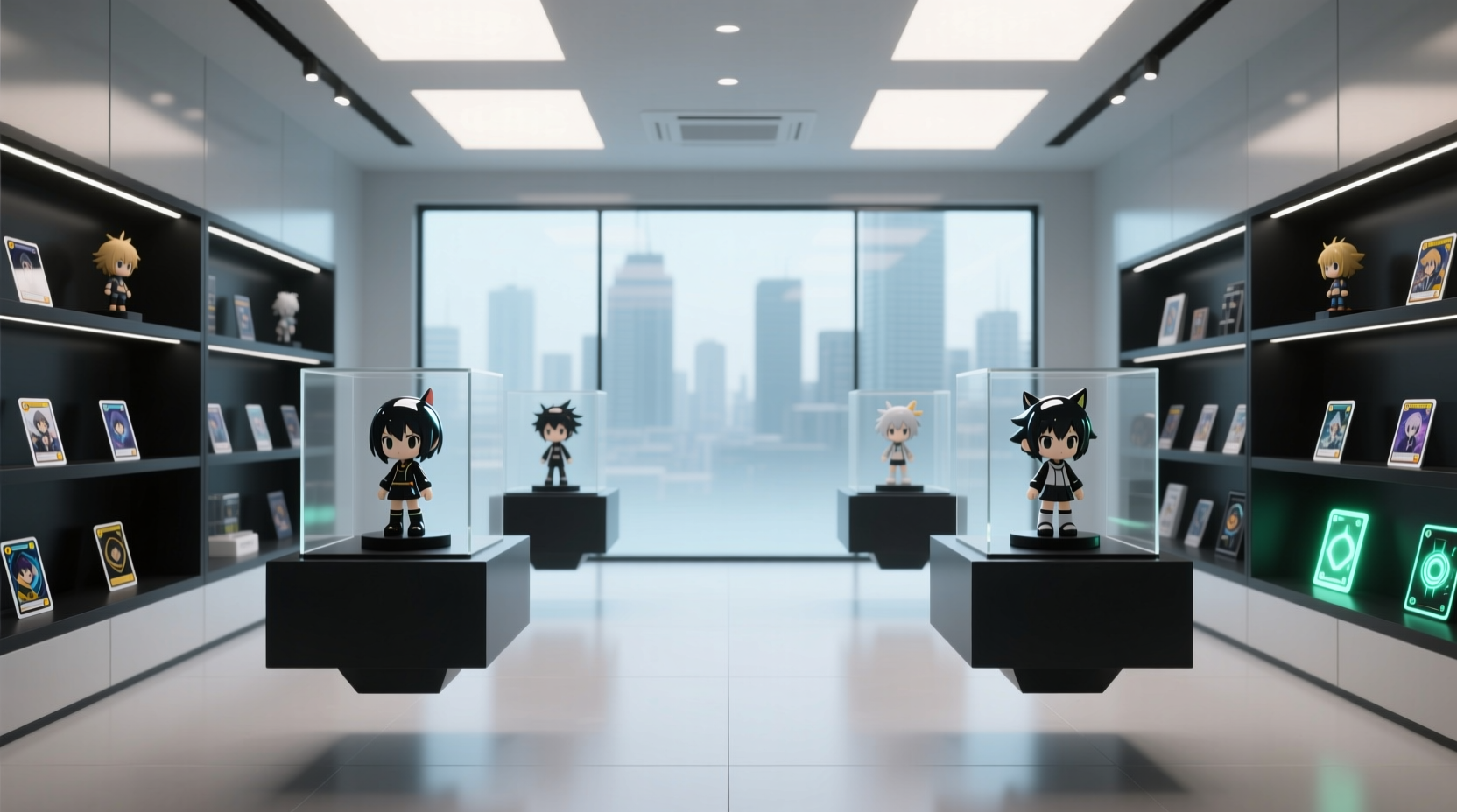 anime merch display without dust or static
