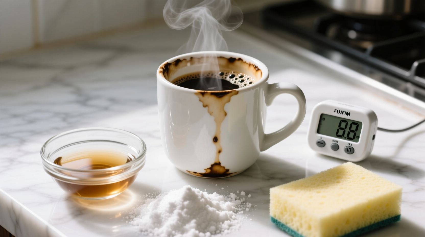remove coffee stains from white mugs
