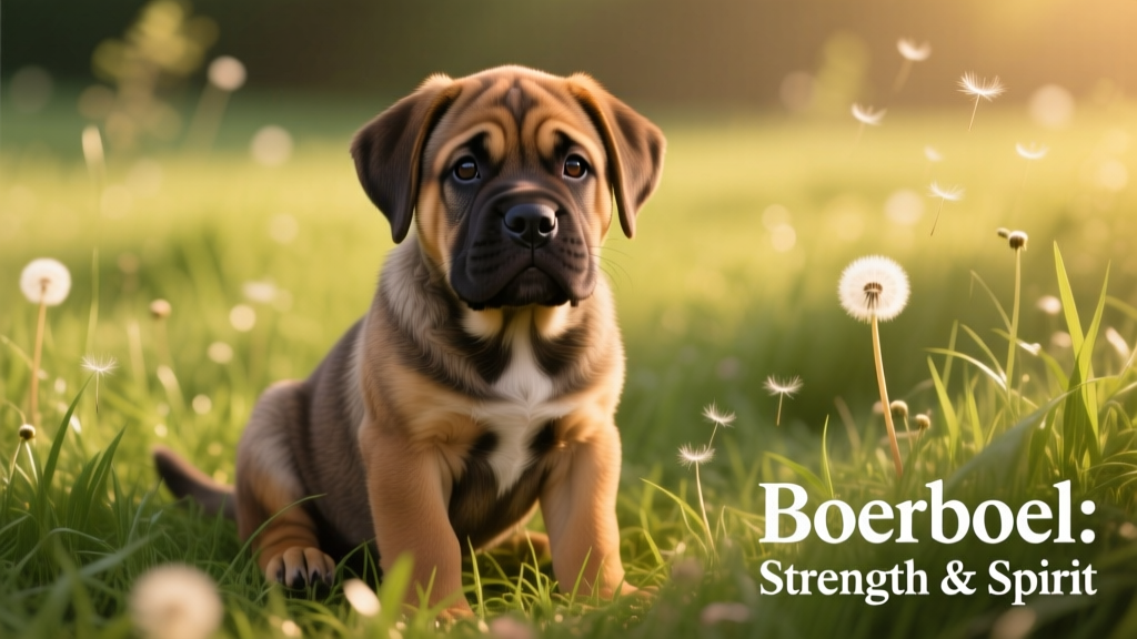 boerboel puppy sitting in grass