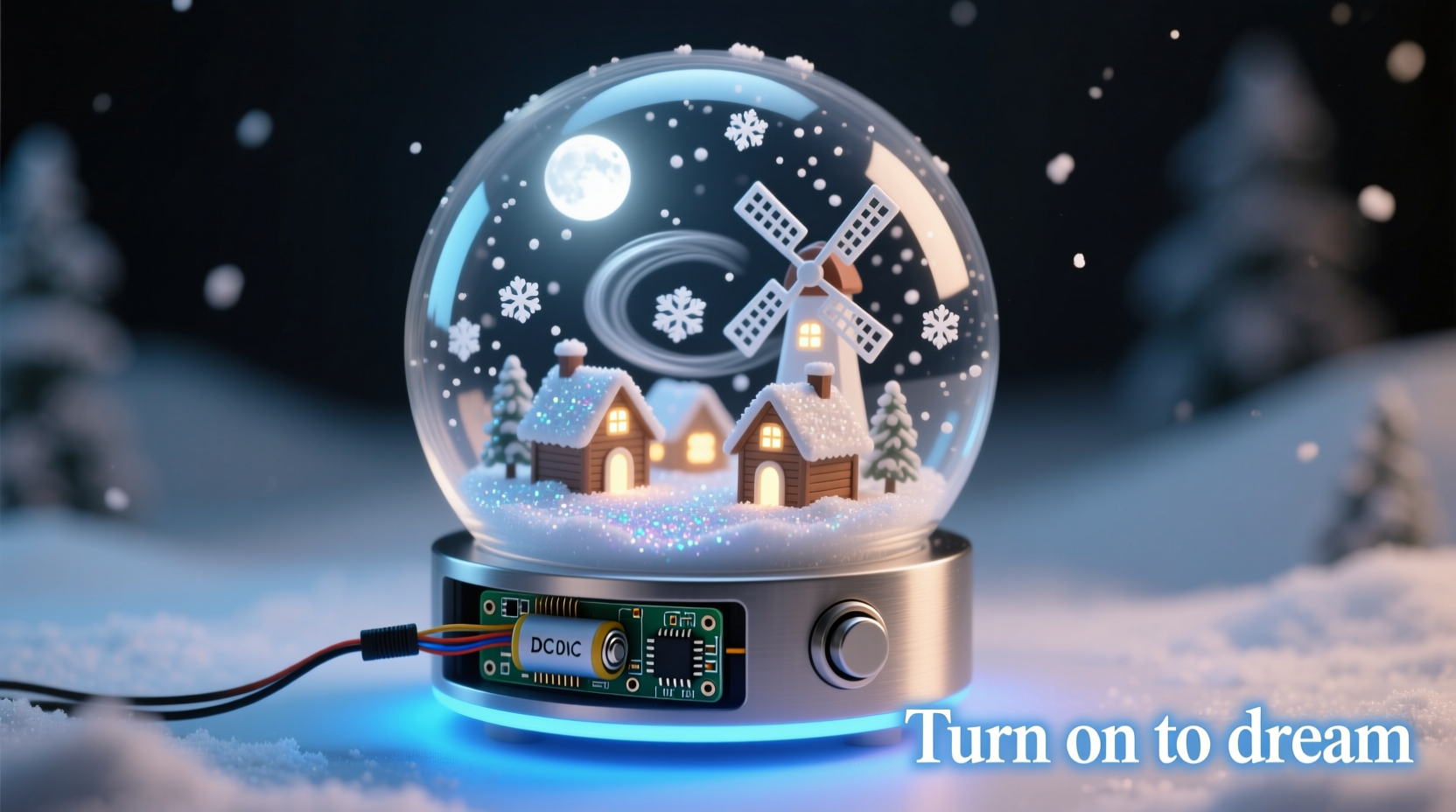 how to make a kinetic snow globe decoration using simple electronics
