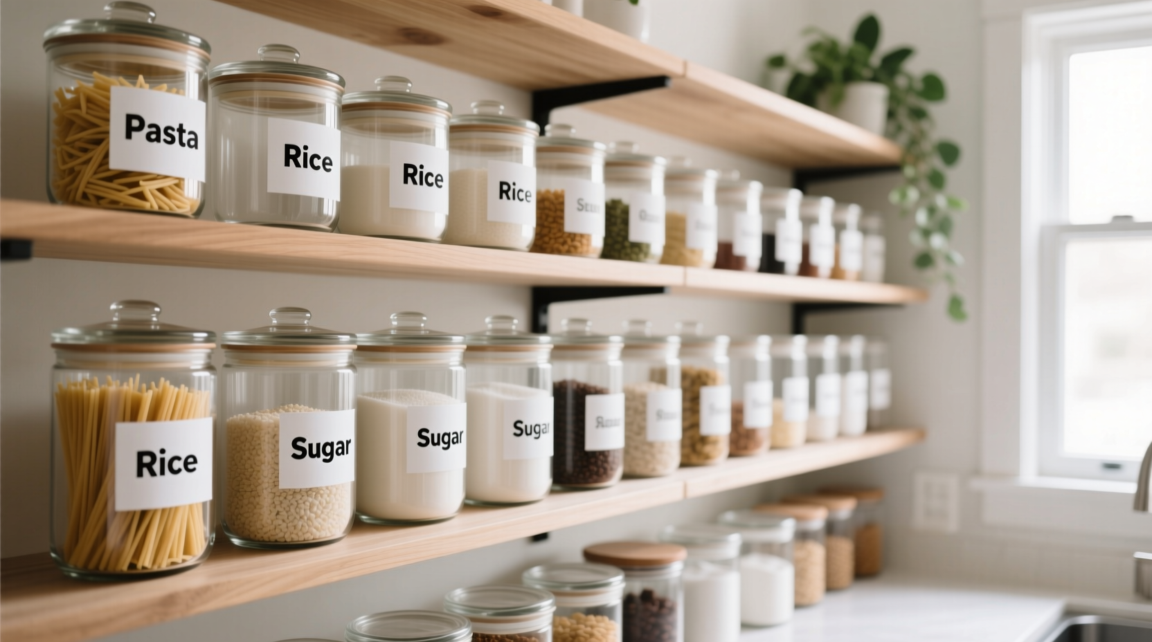 how to organize a pantry with clear containers and labeling hacks