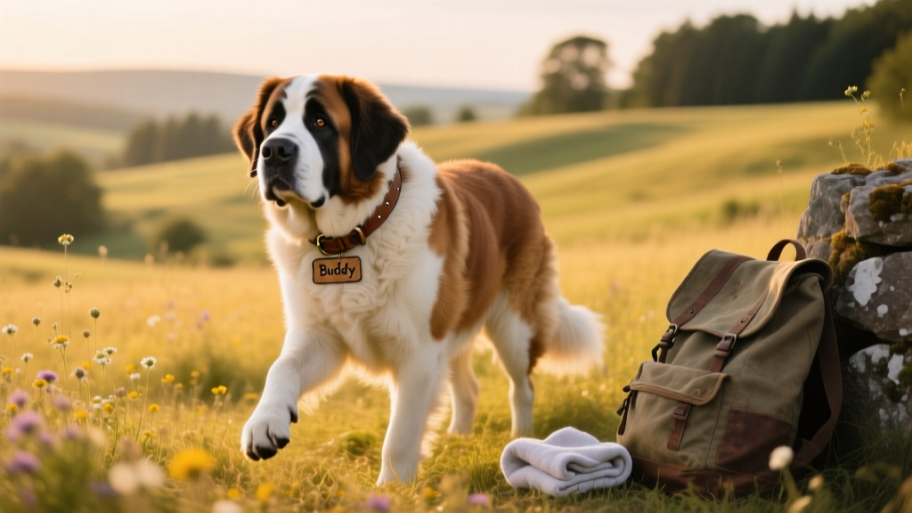 Saint Bernard dog in a field