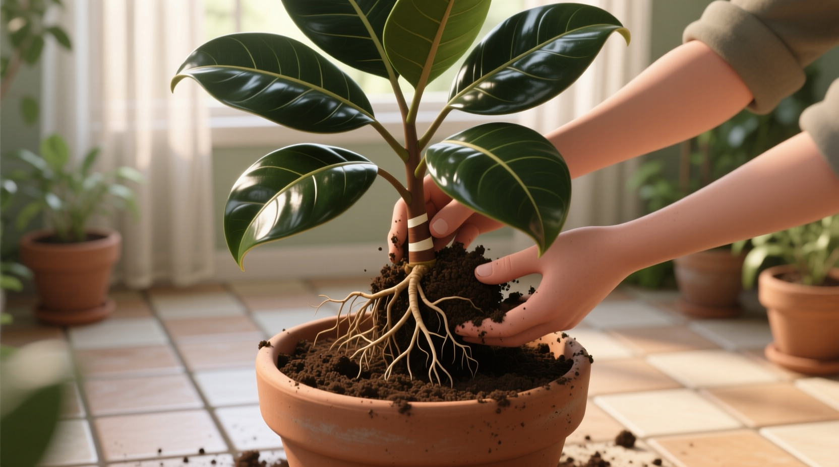 rubber tree repotting