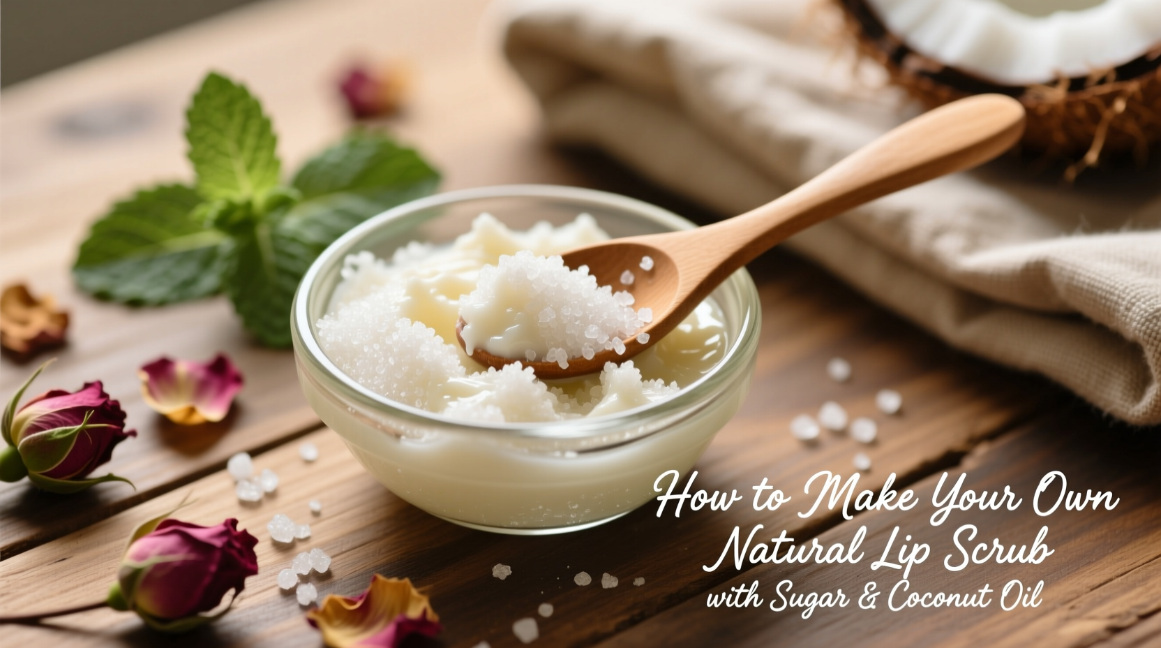 how to make your own natural lip scrub with sugar and coconut oil