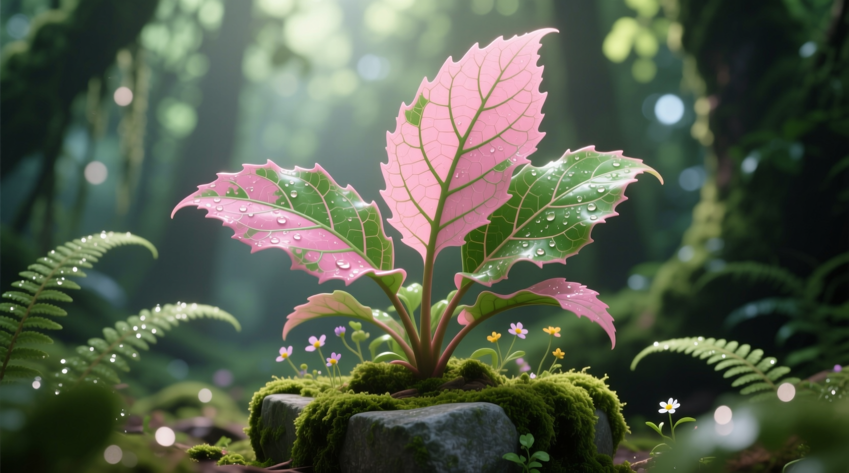 pink and green leaf plant