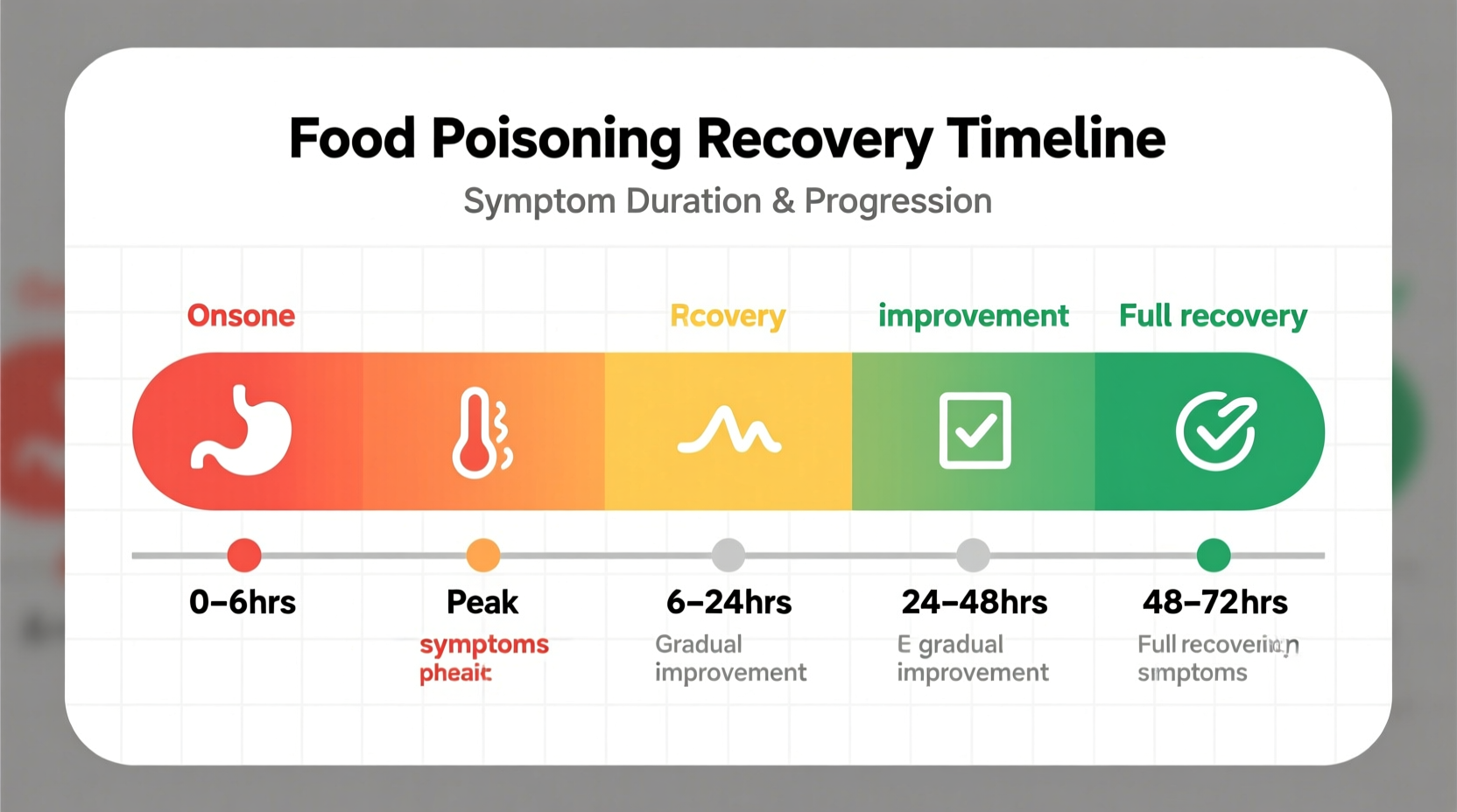 Recovery timeline chart showing food poisoning duration