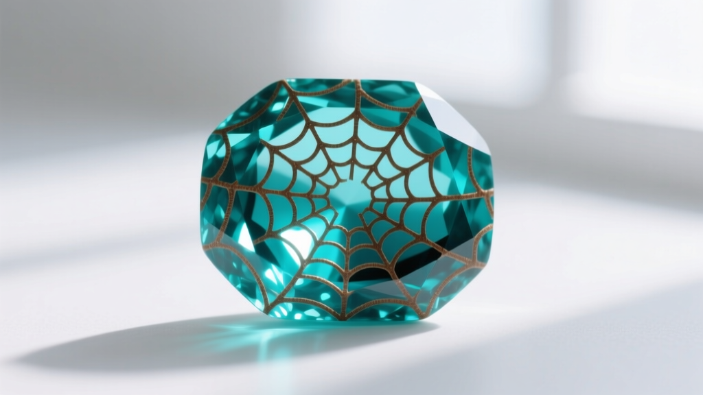 Macro photography of natural Royston turquoise showing intricate brown spiderweb matrix against a vibrant blue-green background.
