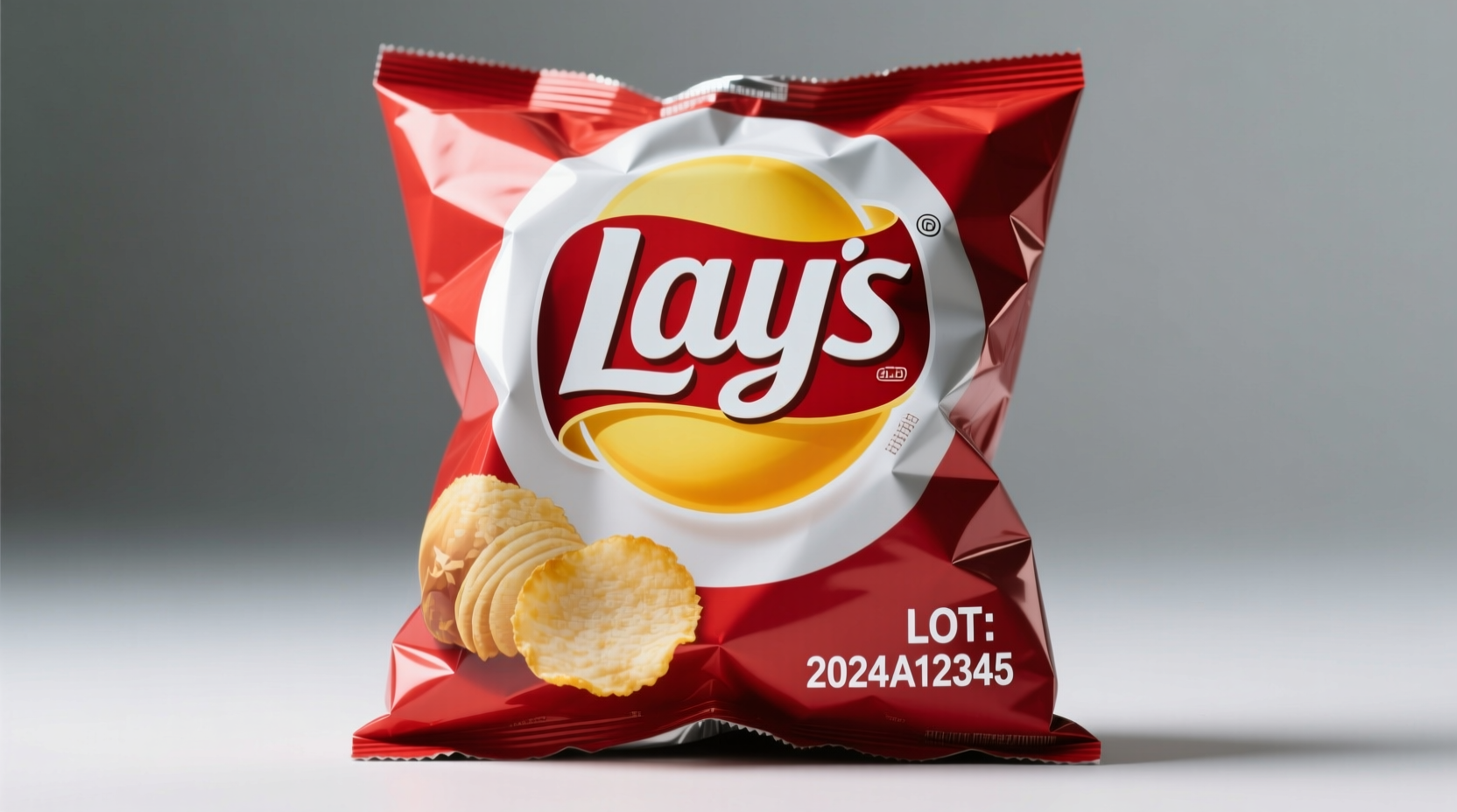Lay's potato chip packaging with lot code example