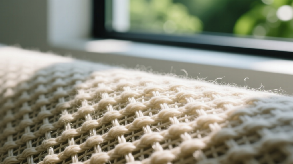 Close-up texture comparison showing the grid pattern of woven polypropylene versus the felt-like surface of non-woven polyester landscape fabric.