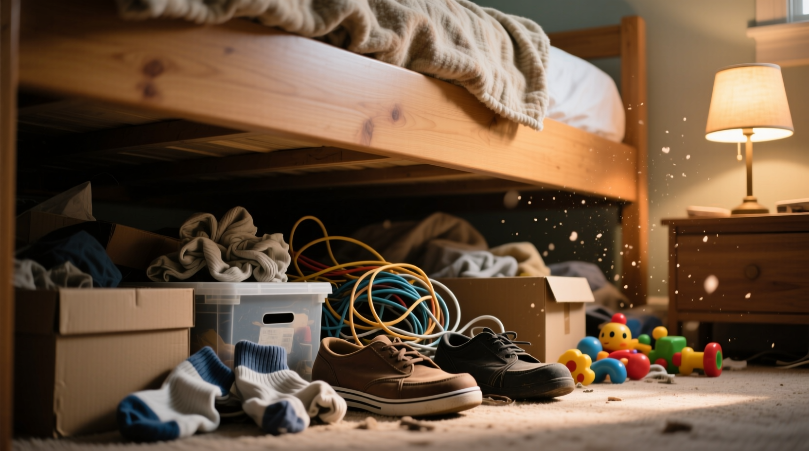 the storage space under your bed is a mess but you c