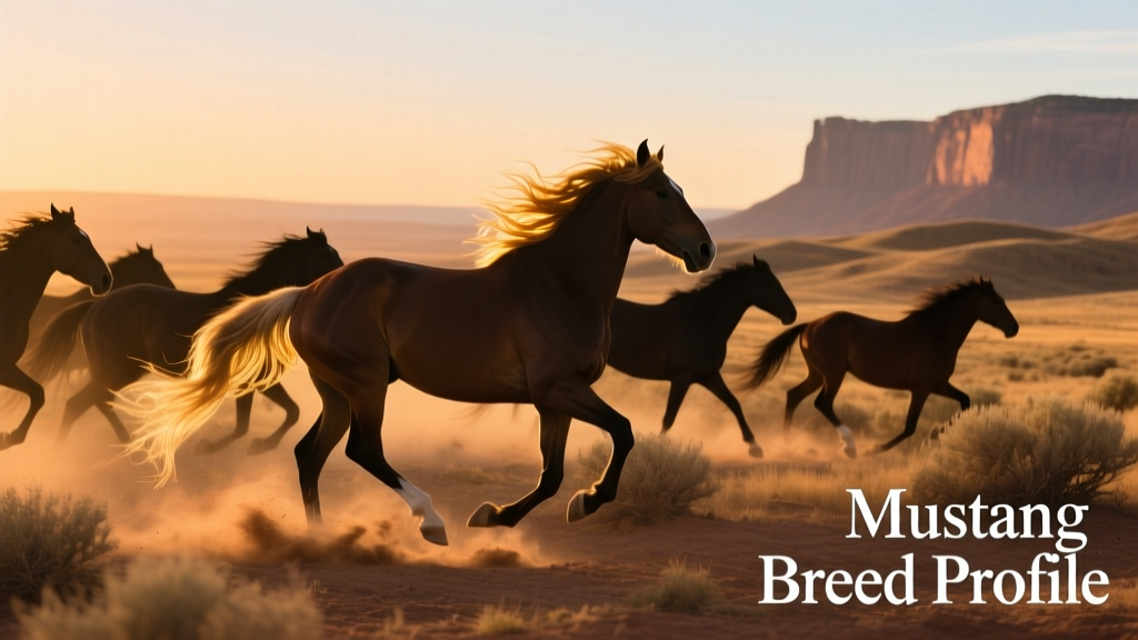 Galloping herd of mustangs across an open western landscape
