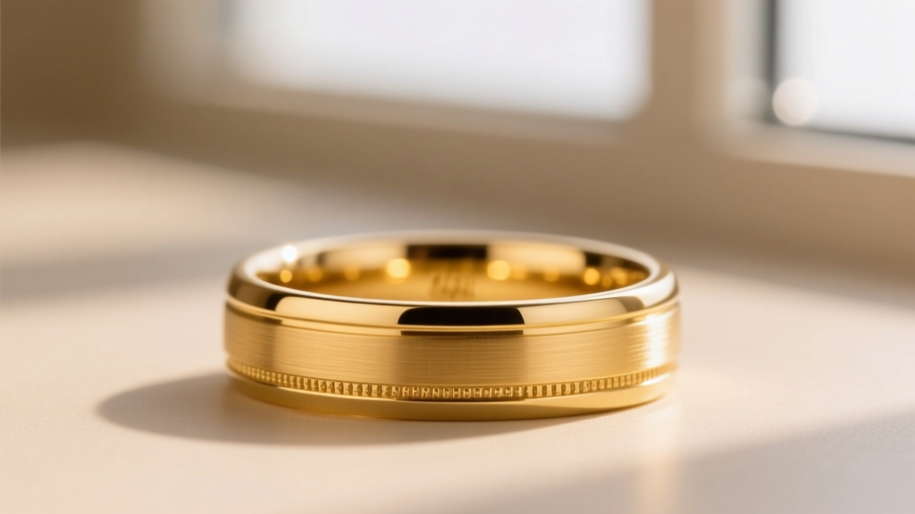 Close-up of a 14k yellow gold men