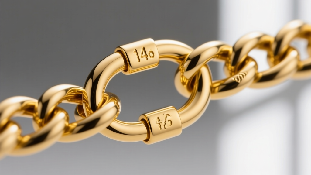 Macro photography of a 14k yellow gold cuban link chain clasp mechanism, showing the spring ring tension and soldered jump ring
