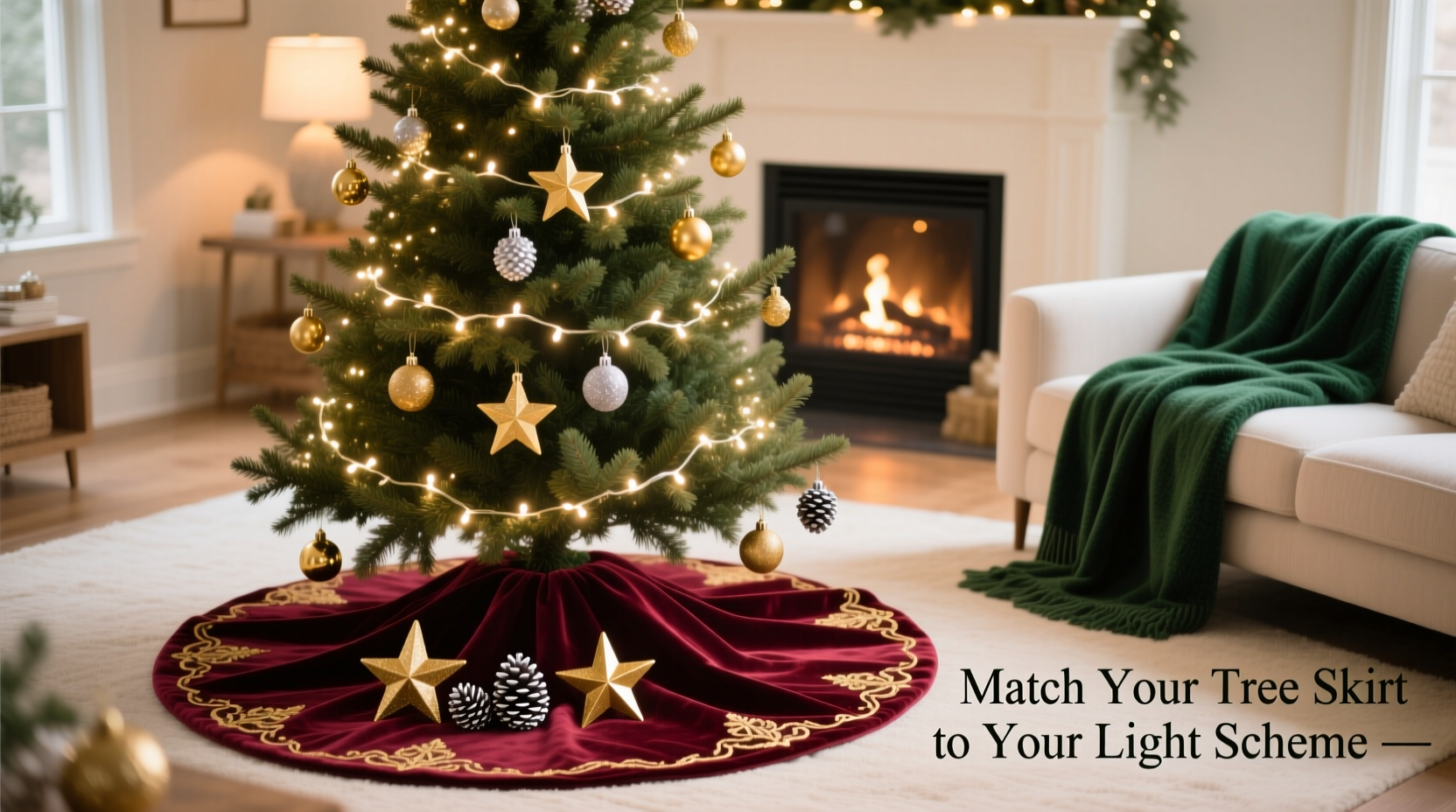 how to match your christmas tree skirt to your light color scheme