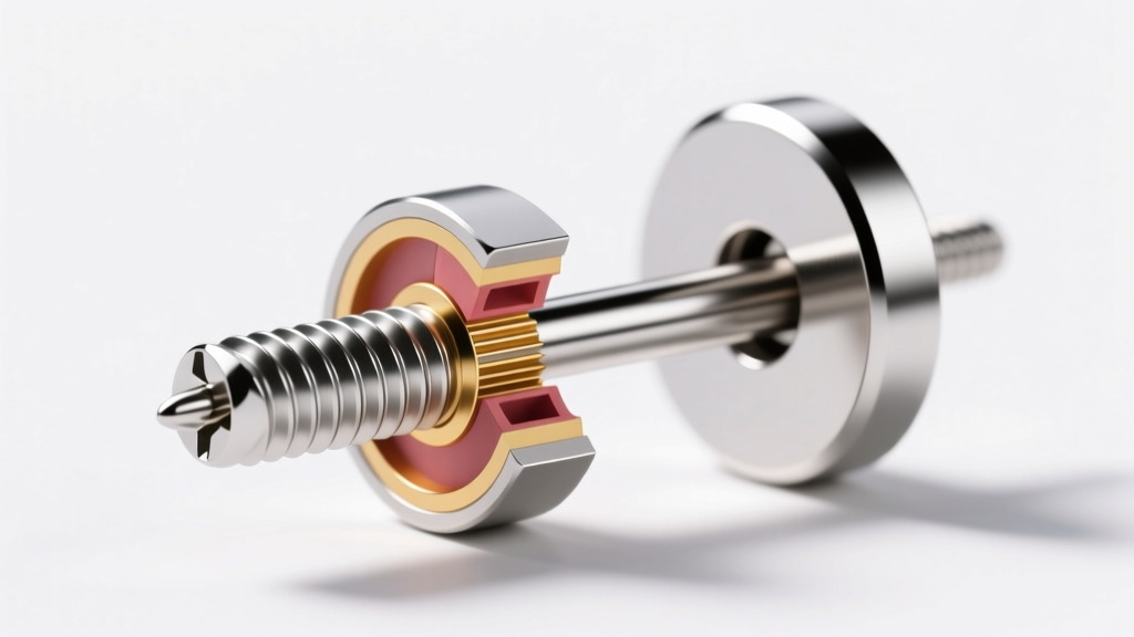 Cross-section diagram style render of a 20 gauge earring post secured by a threaded screw back, highlighting the thread pitch.