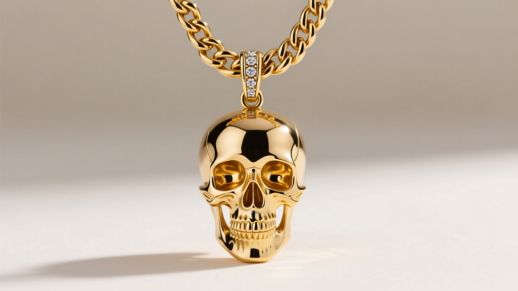 Heavy gold skull pendant on a thick Cuban chain, attached via a reinforced diamond-cut bail and a secure polished lobster clasp