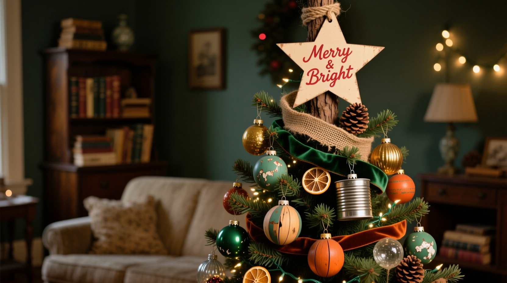 how to create a themed christmas tree using only thrifted or secondhand decorations