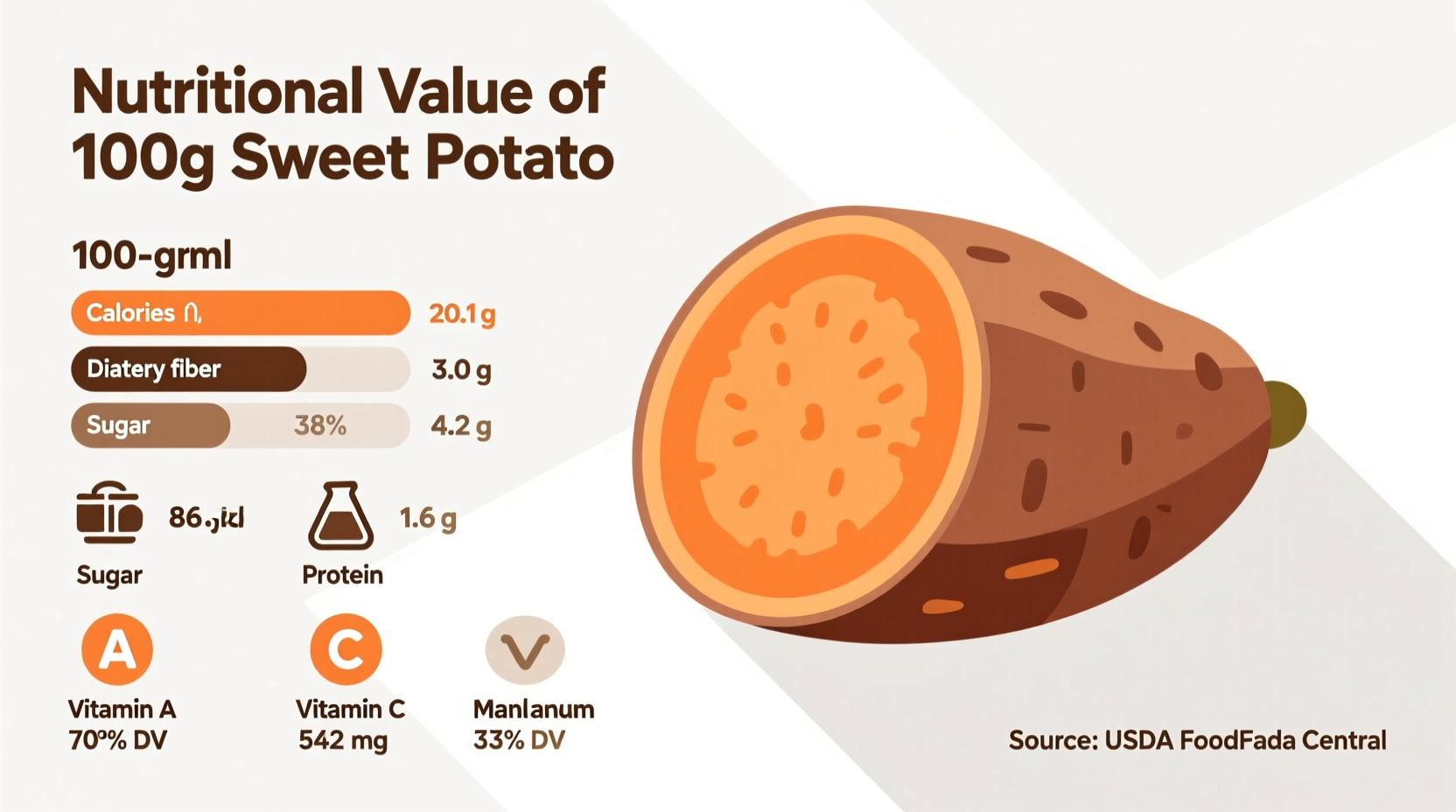 nutritional value of 100 grams of sweet potato