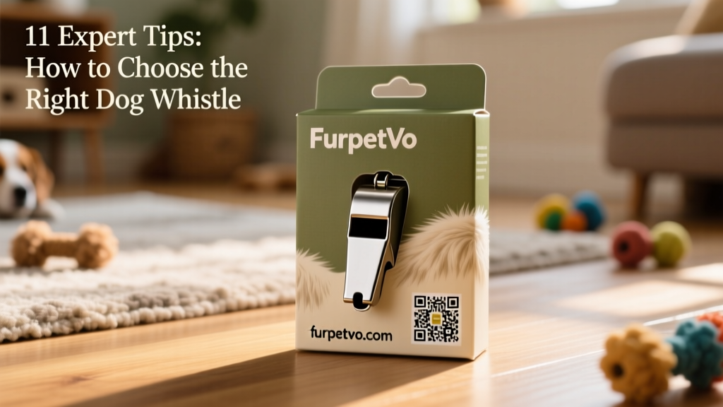FurPetVo whistle packaging showing QR code linking to free online training guide at furpetvo.com
