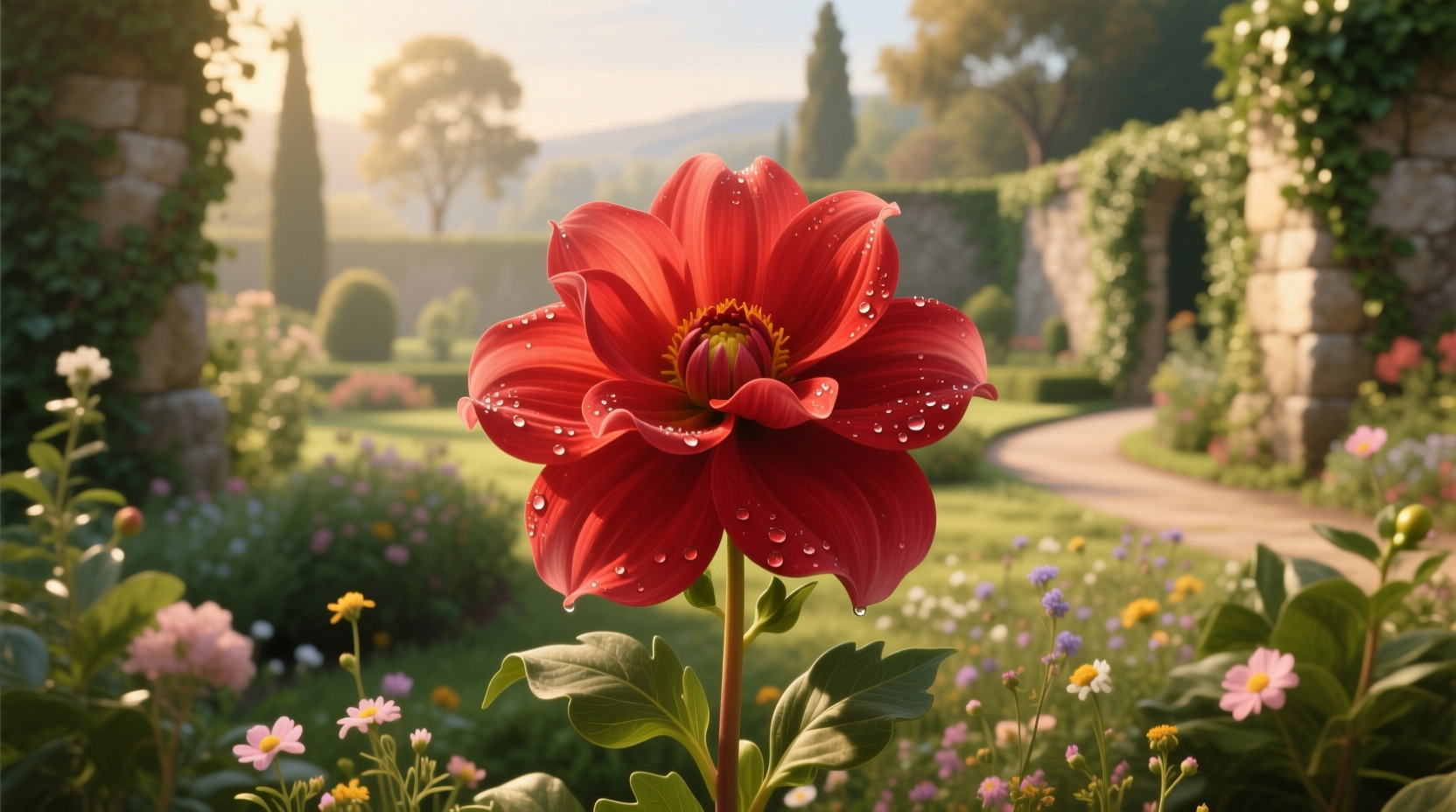 red garden flower