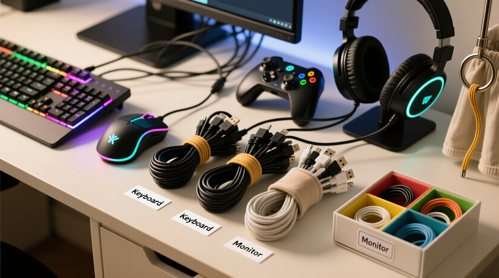 how to organize your gaming cables without spending a fortune on accessories