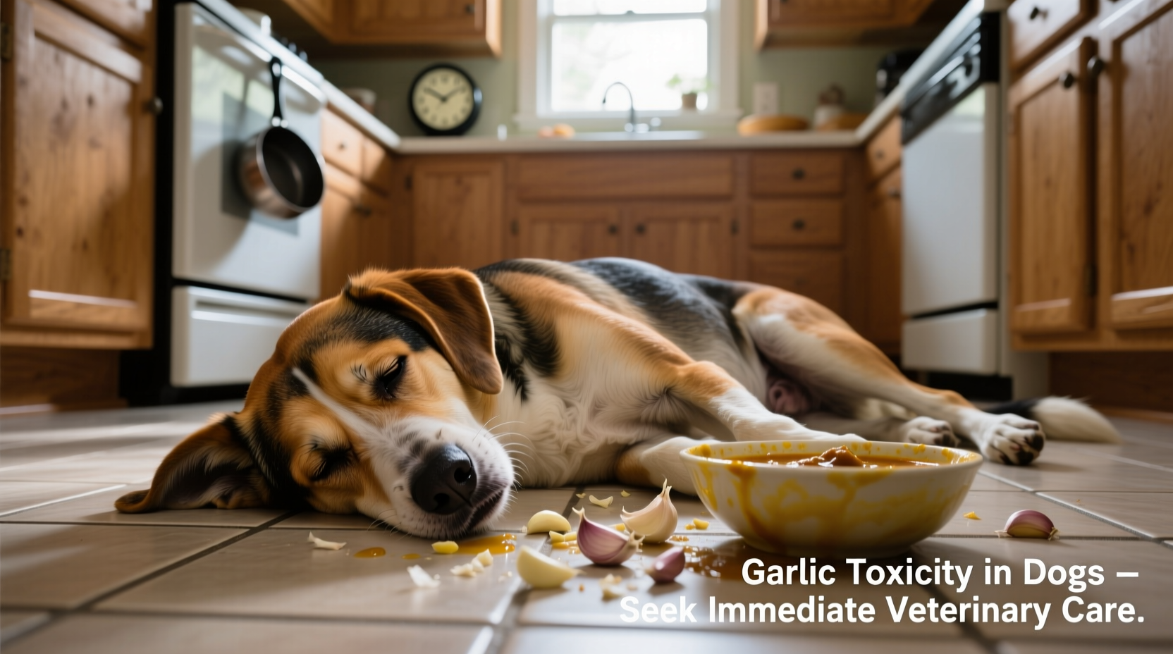 Dog showing weakness after garlic ingestion