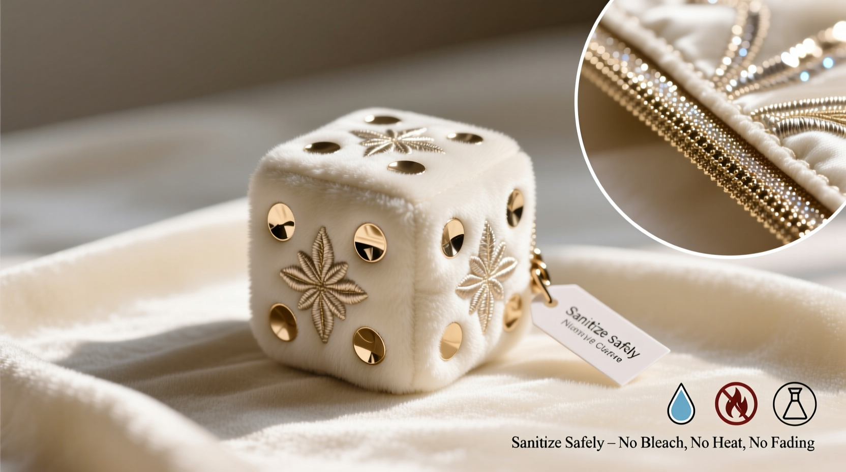 how to sanitize plush dice pouches safely