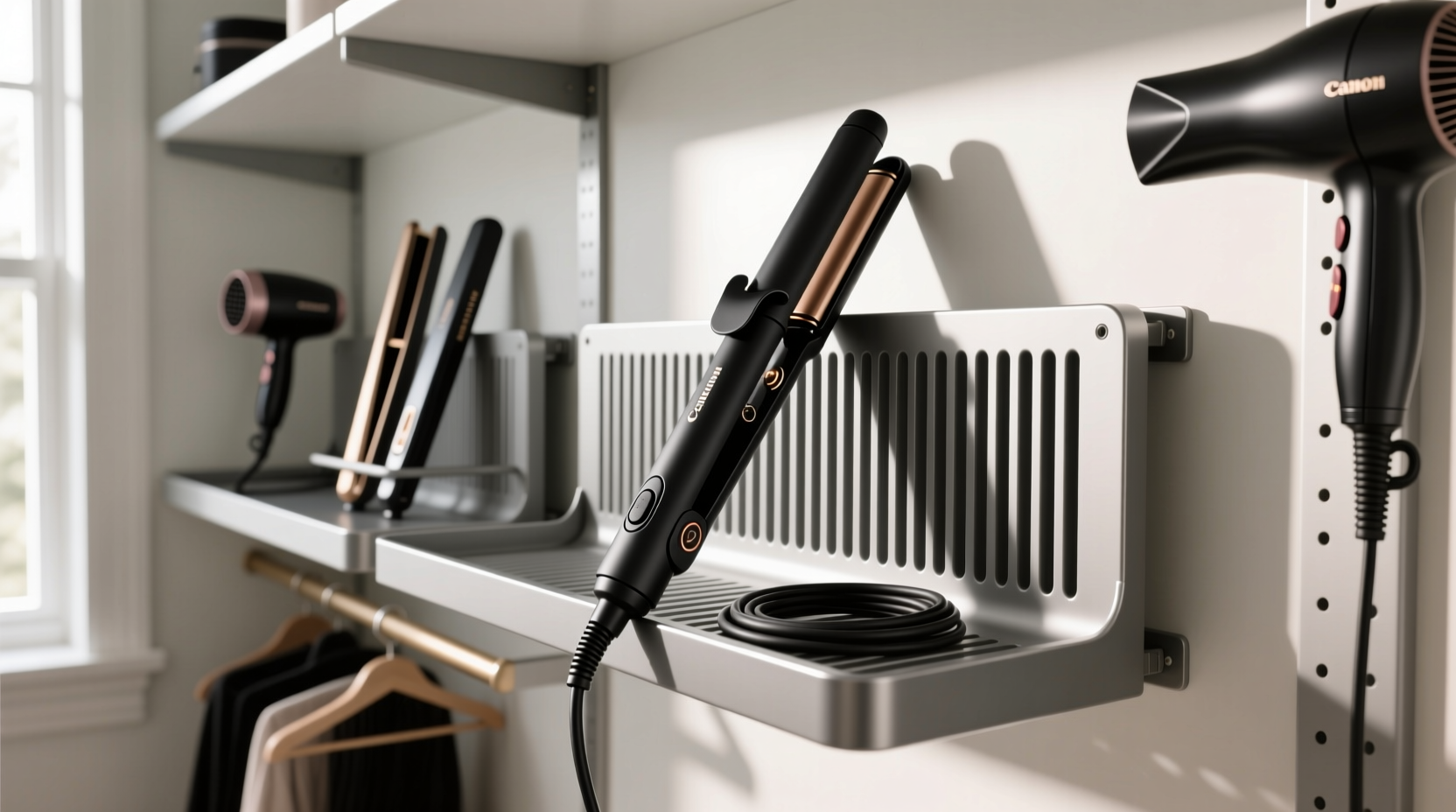 closet organization tips beauty tool storage without heat damage