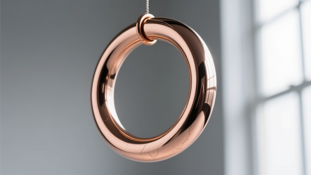 Macro shot of a C101 oxygen-free copper seamless hoop, showing a mirror-like reflective finish and a flawless, unoxidized surface.