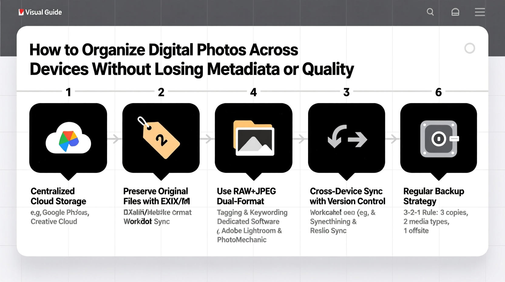 how to organize digital photos across devices without losing metadata or quality