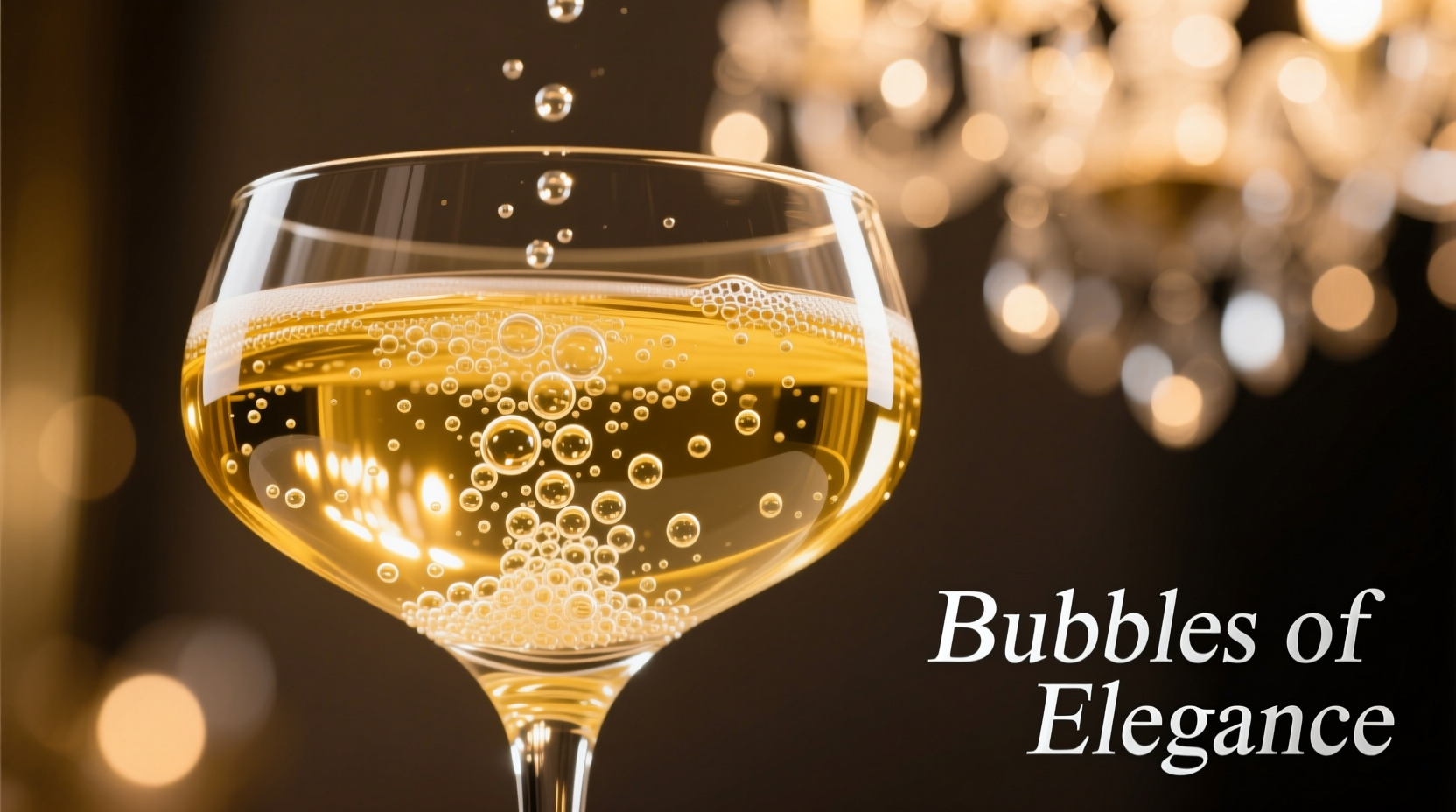 Champagne glass showing fine bubbles rising