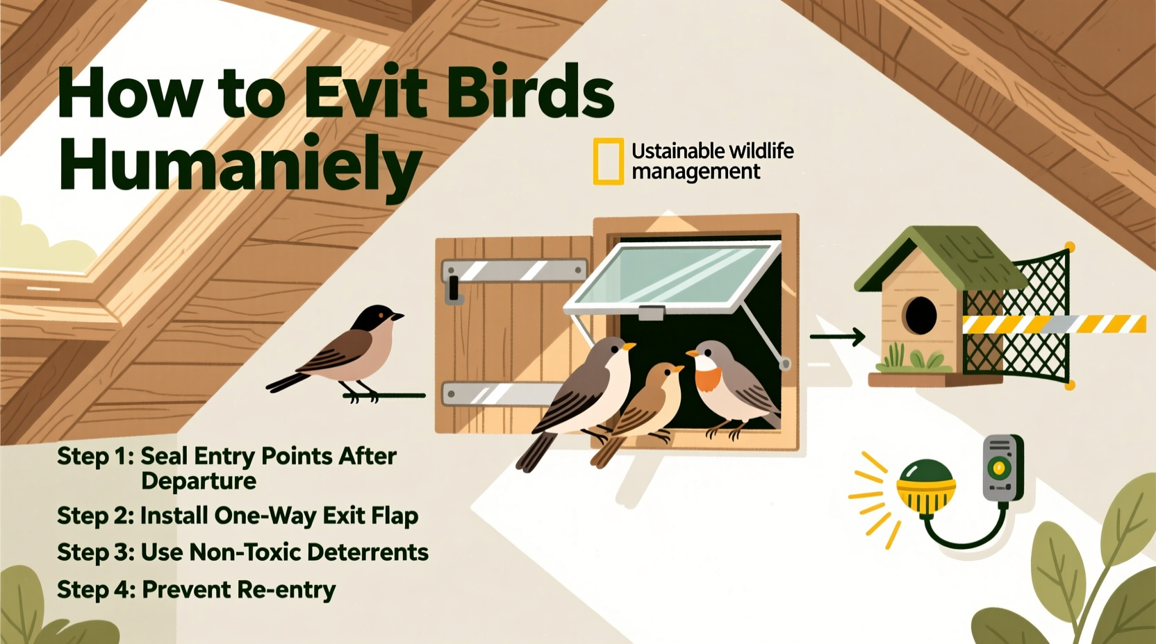 how to get rid of birds in attic