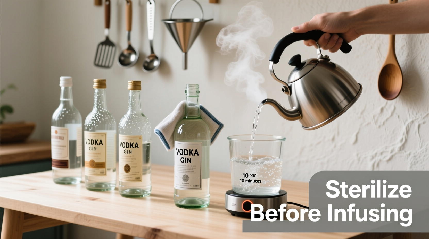 how to sterilize reused liquor bottles for DIY infusions