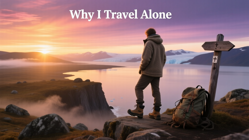 watching the sunset alone in a national park in alaska
