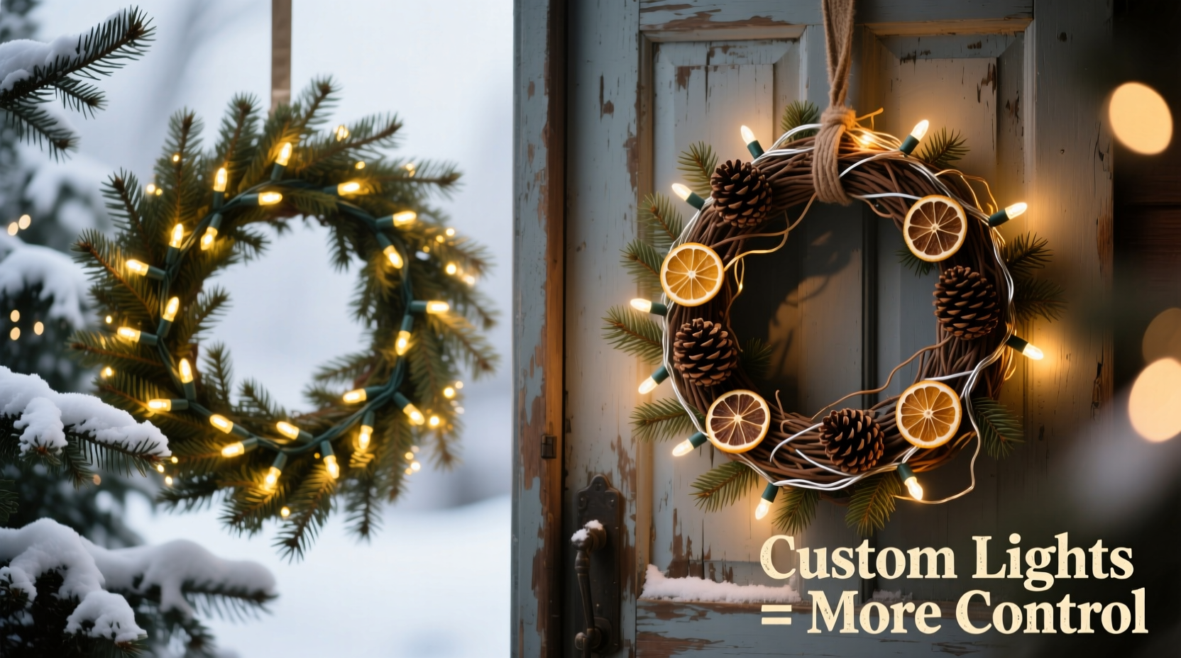 pre lit wreath vs adding your own lights which gives better customization