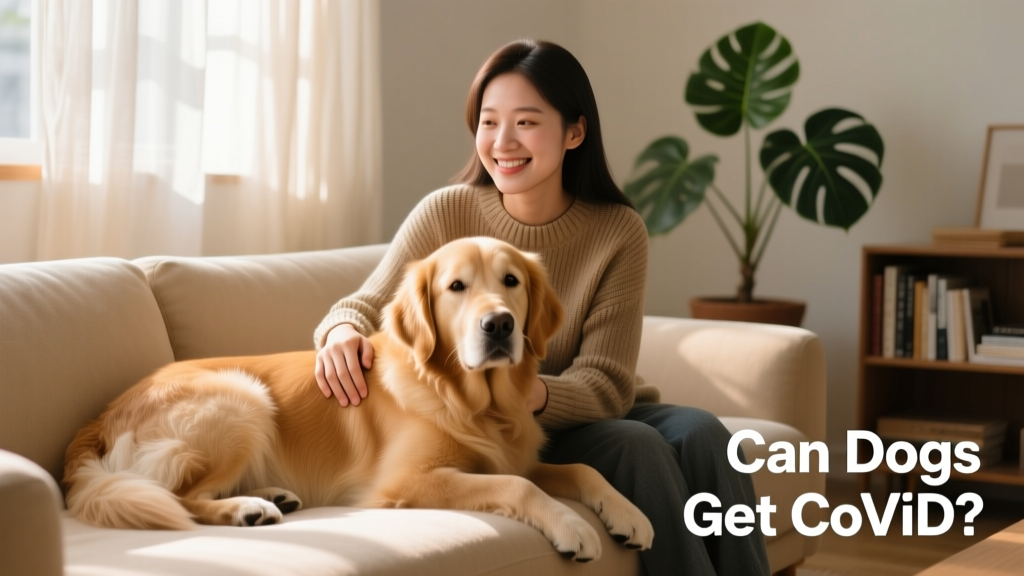 A calm, healthy-looking dog resting beside its owner on a sofa