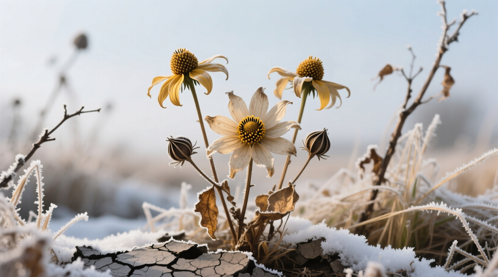 black eyed susans in winter