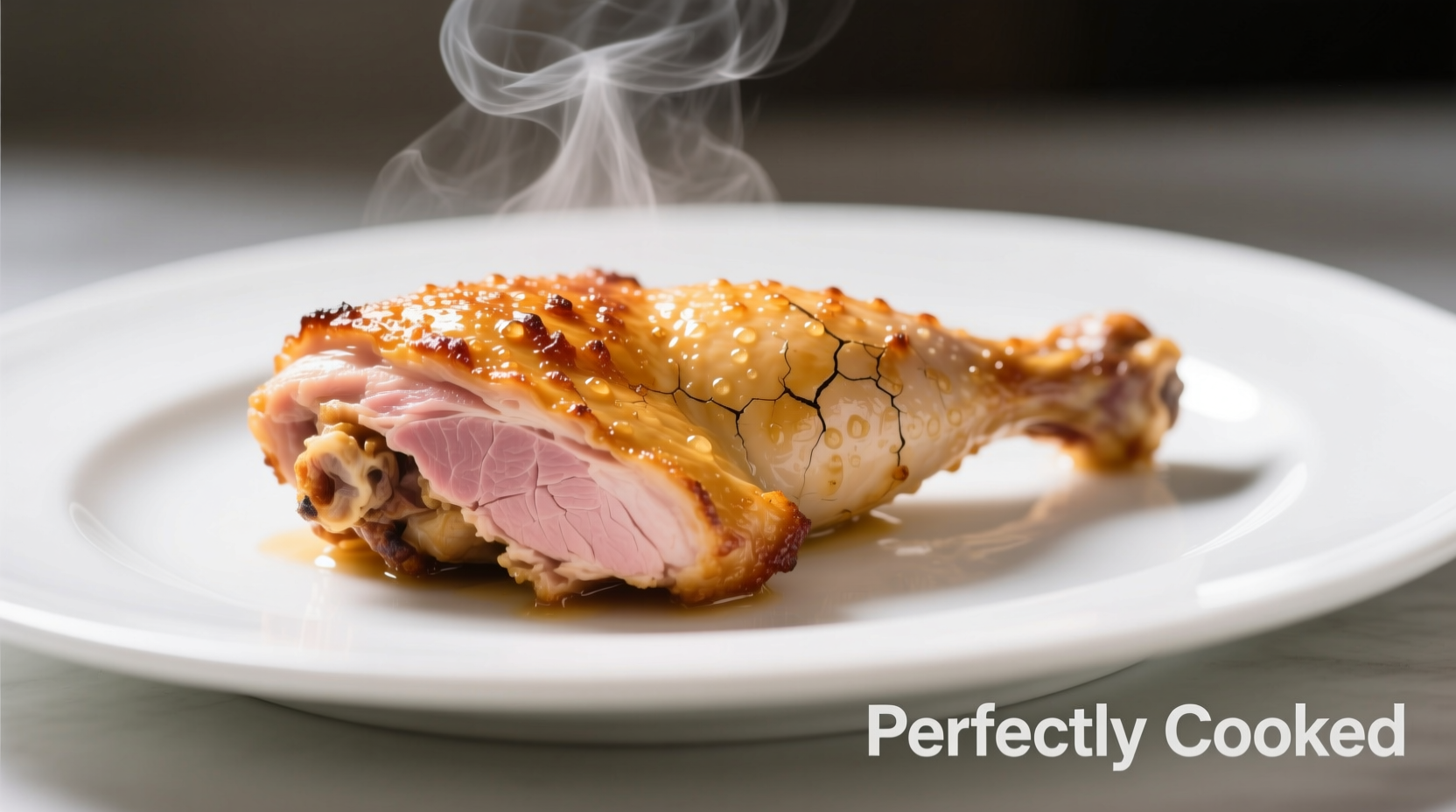 Perfectly cooked pressure cooker chicken thighs on white plate