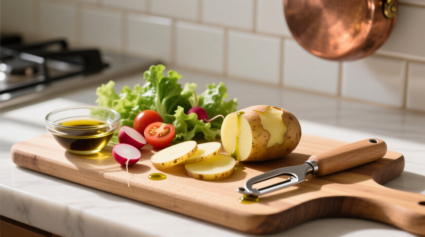 make a quick simple salad with a potato peeler
