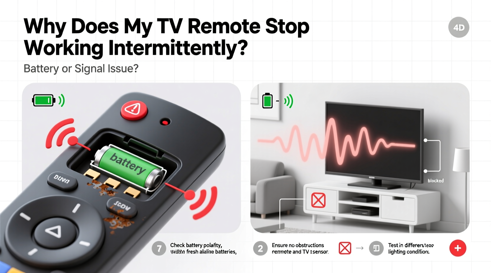 why does my tv remote stop working intermittently battery or signal issue