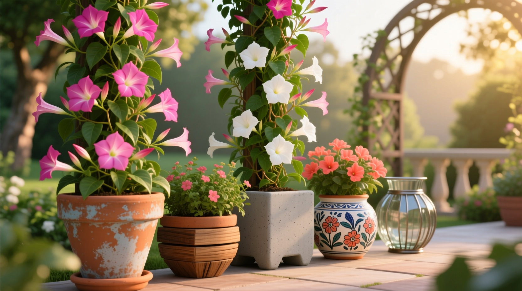 mandevilla container ideas