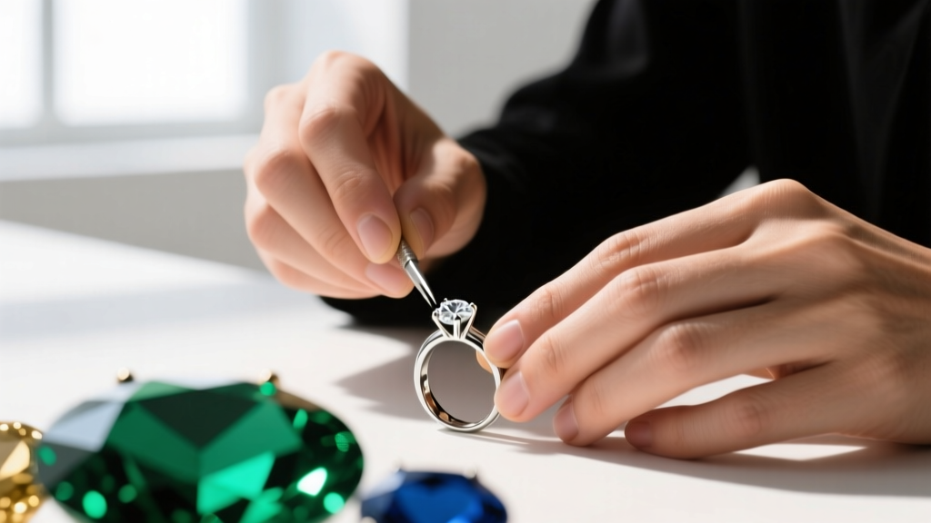 Jeweler's loupe examining the stamped hallmark on the back of a heavy gauge sterling silver Native American bird pendant clasp