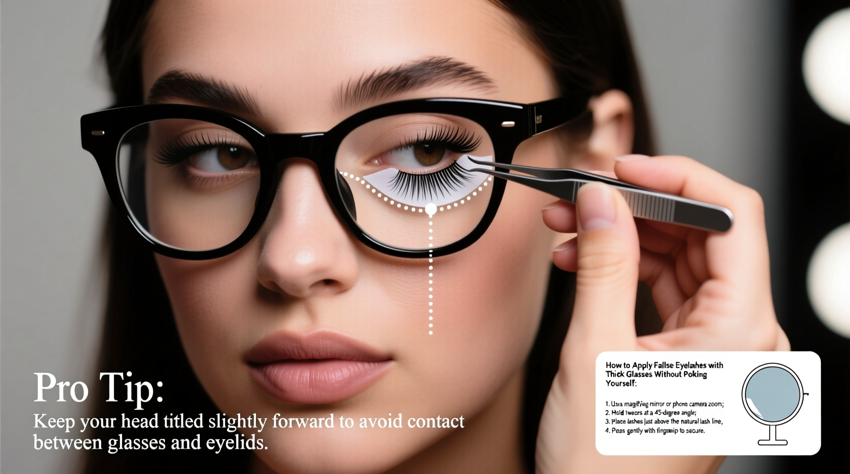 how to apply false eyelashes with thick glasses without poking yourself