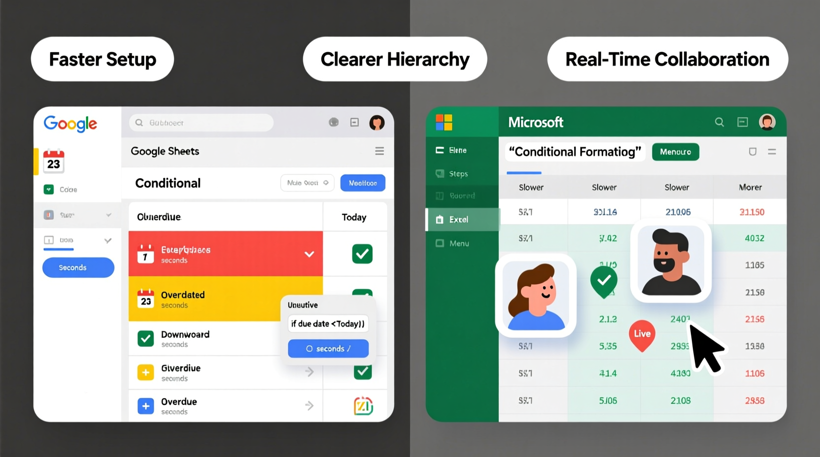 Google Sheets vs Excel: Overdue Task Formatting