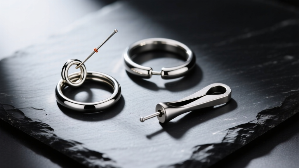 Top-down view of a soldered jump ring, a double-loop split ring, and a pinch bail, arranged neatly on a dark slate surface