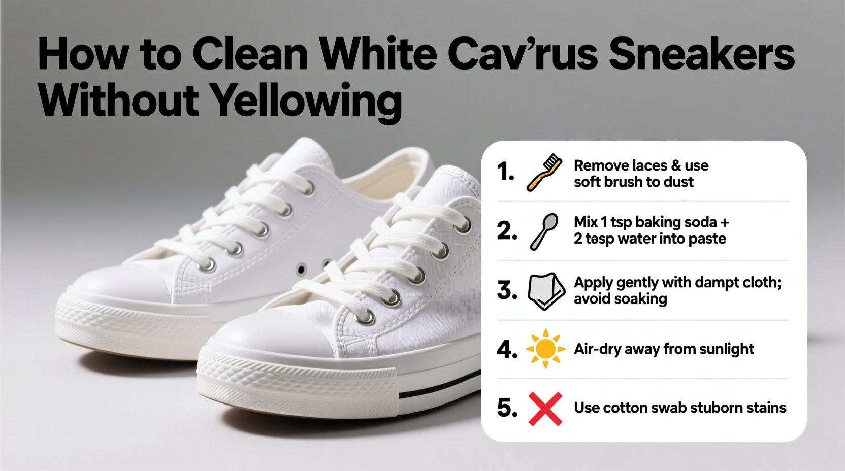 how to clean white canvas sneakers without yellowing