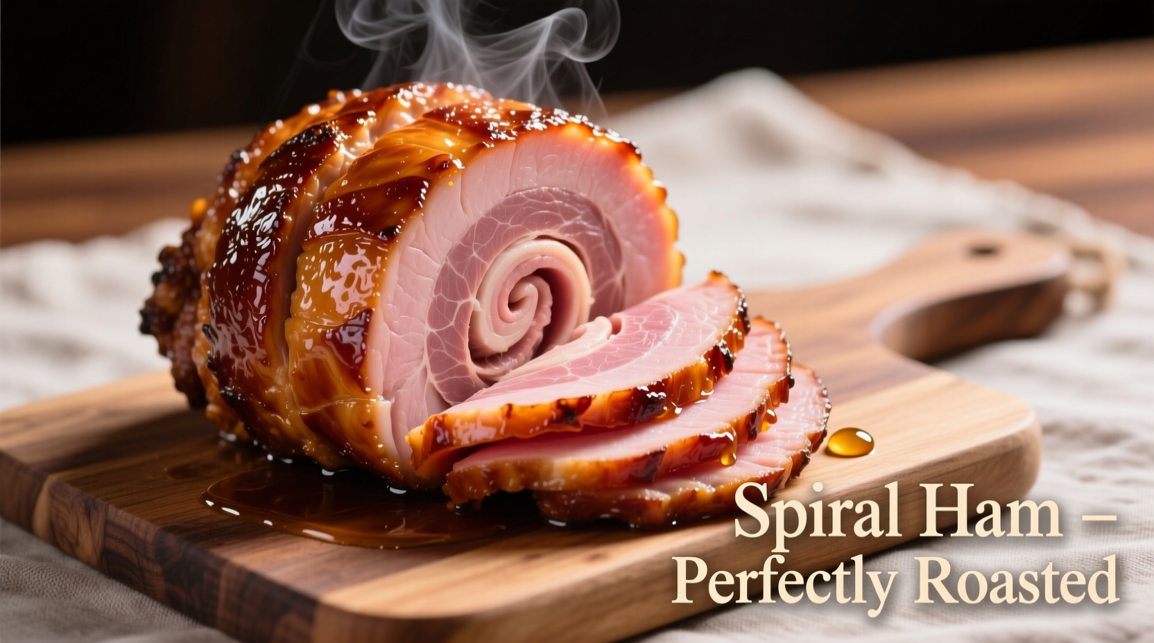 Perfectly cooked spiral ham with golden glaze