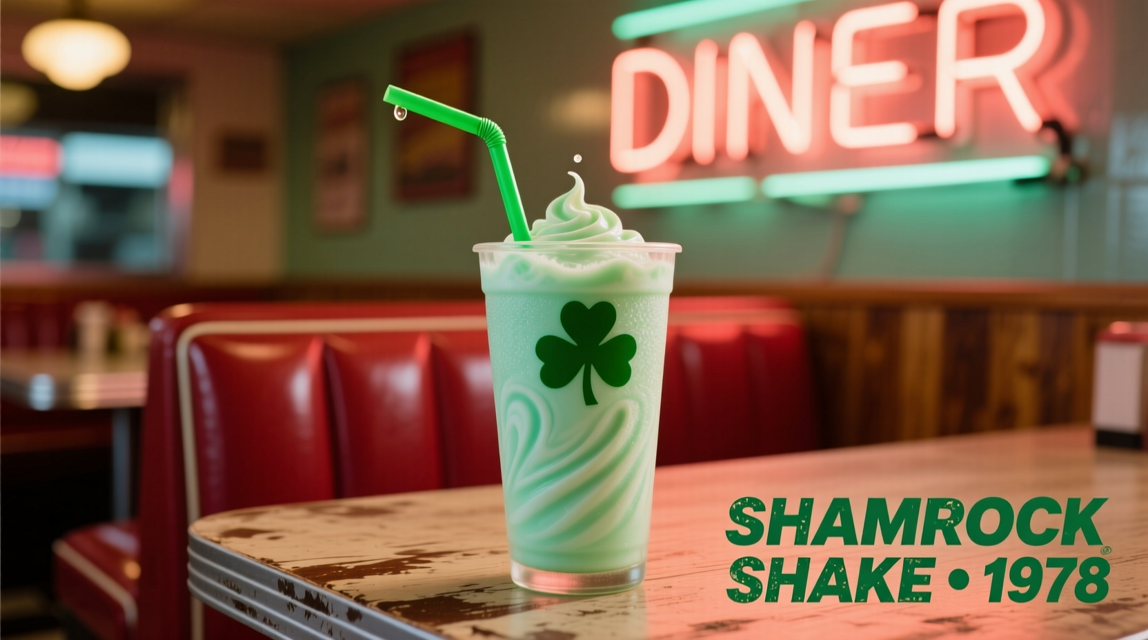 Shamrock Shake in cup with green straw
